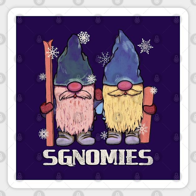 Cute Gnomes Winter Snow Sports Buddies Skiing Snowboarding Sticker by SeaLAD